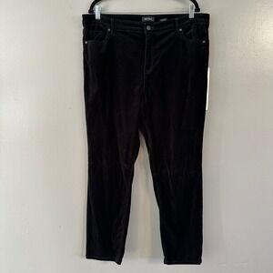 Well Worn Black Velour High Waisted Slim Straight Pants SZ 16‎